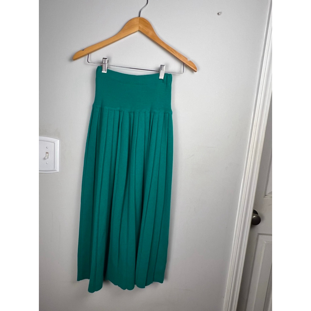 Women's JH Collectibles Pleated Midi Skirt LambsWool Green Size XS/S P Vintage